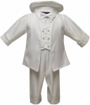 Boys Long Panty Christening Suit-White